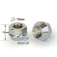 Гайка M12x1.25 L18 H19 Cr конус Вектор 400044 Cr